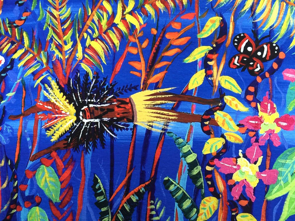 Limited Edition Print by artist John Dyer. The Creation of Ayahuasca in the Amazon Rainforest.