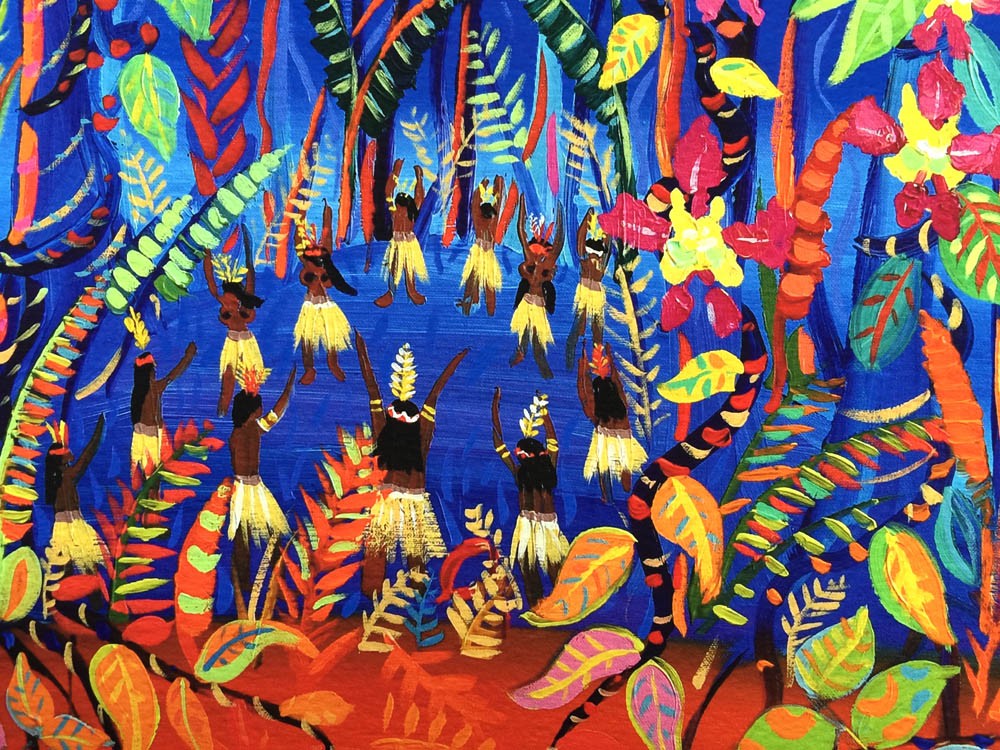 Limited Edition Print by artist John Dyer. The Creation of Ayahuasca in the Amazon Rainforest. Eden Project Artist in Residence