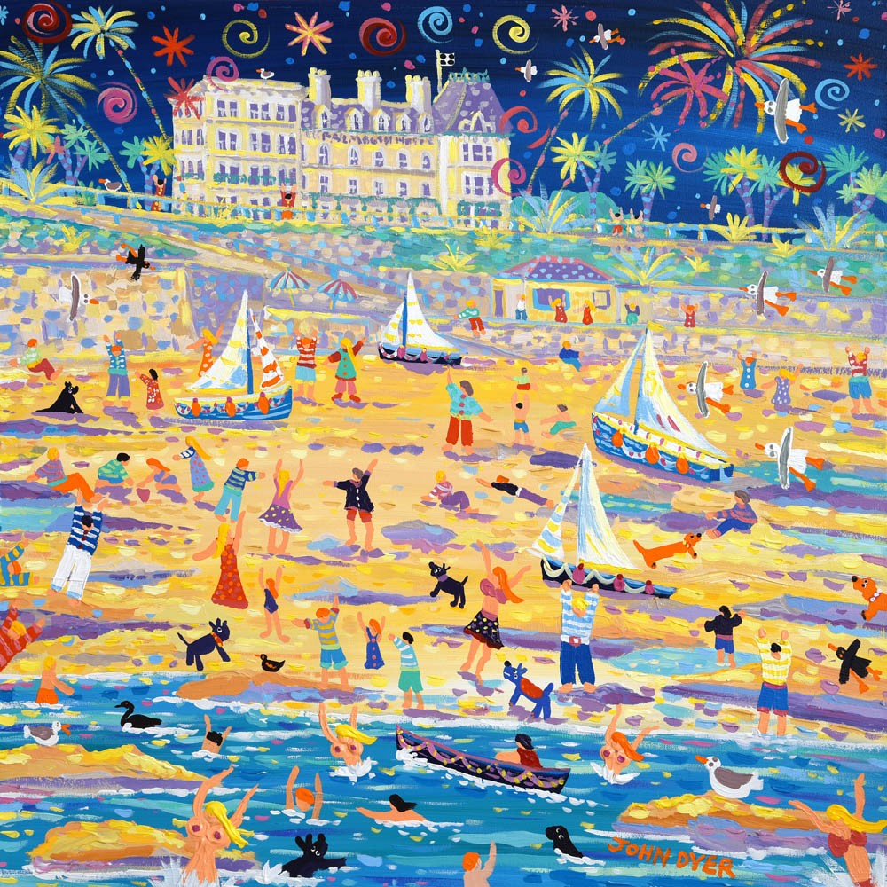 John Dyer Painting. Seaside Treats, Castle Beach. Falmouth, Cornwall