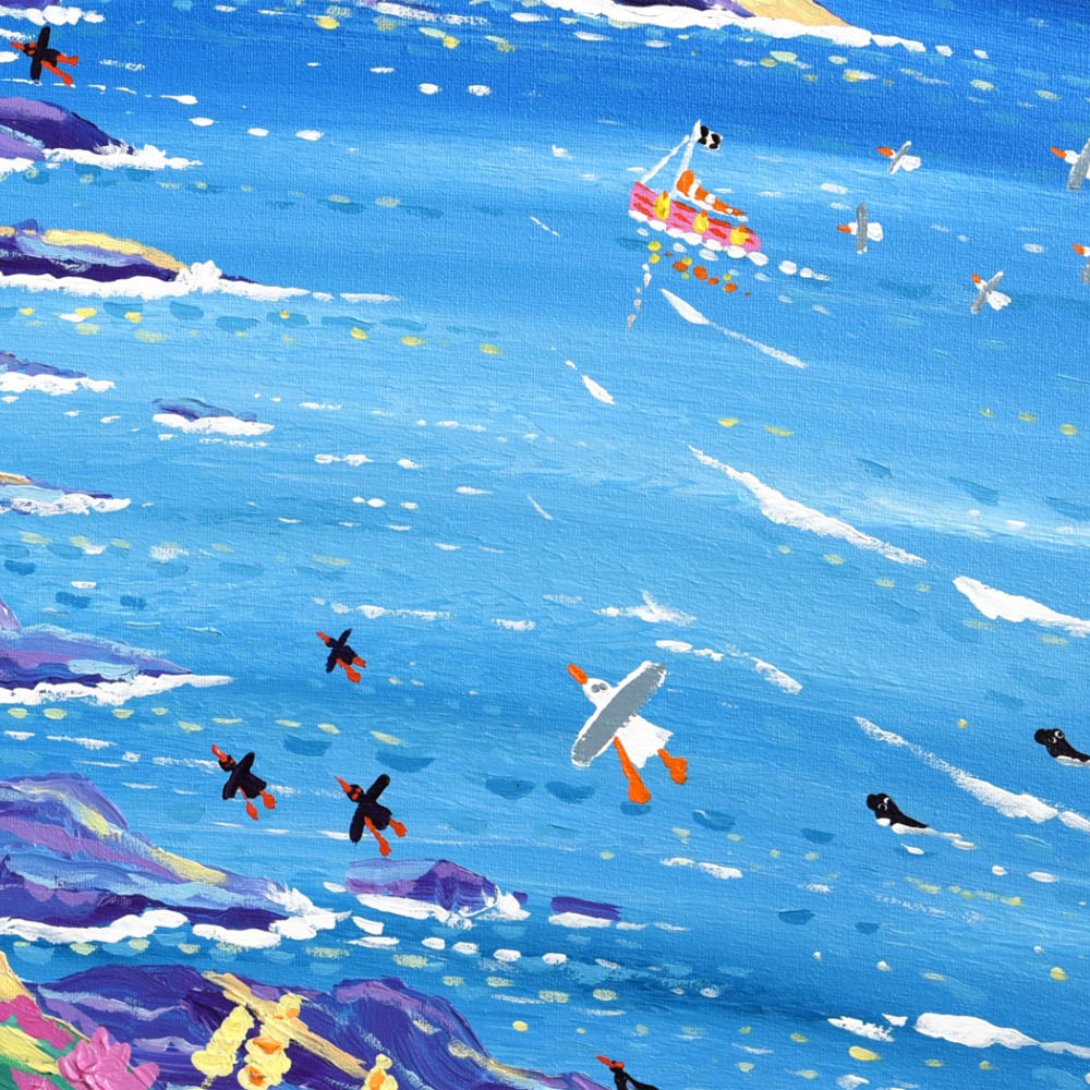Limited Edition Print by Cornish Artist John Dyer. Racing to the Lizard Lighthouse. Cornwall Art Gallery Print