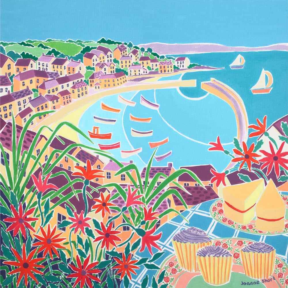 Limited Edition Print by Cornish Artist Joanne Short. &#39;Time for Tea, Mousehole&#39;. Cornwall Art Gallery Print