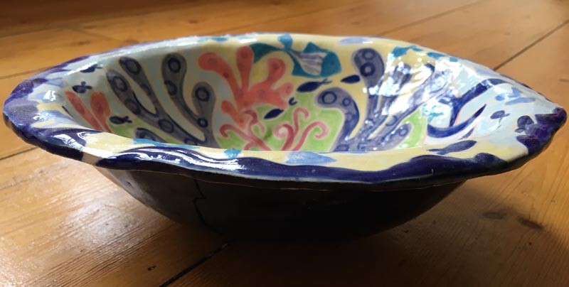 Seaweed and Cornish Fish ceramic bowl from artist Joanne Short