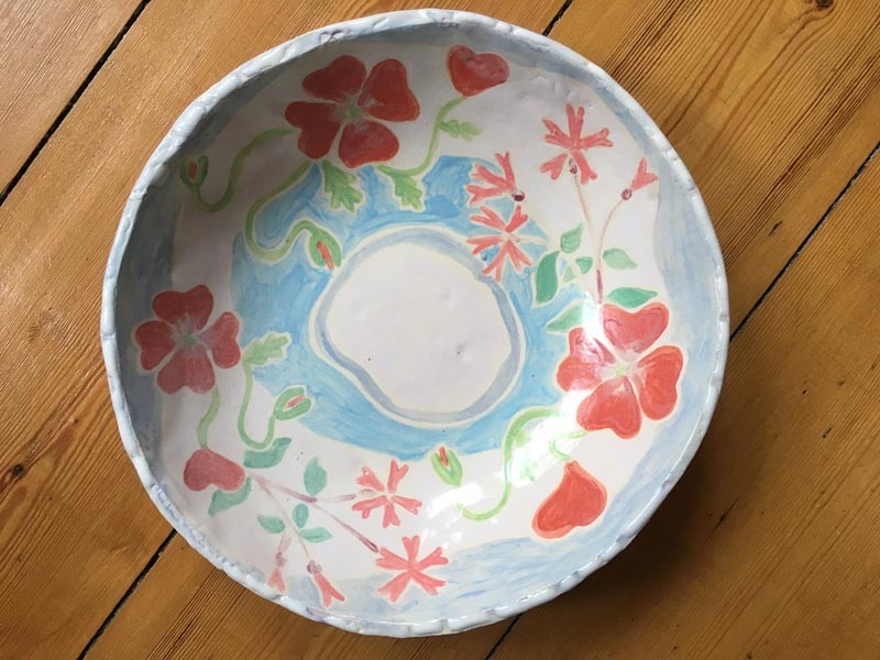 Joanne Short Ceramic Bowl Cornish Poppies and Campion flowers