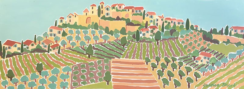 Original Painting by Joanne Short. Patchwork Fields, Faucon. Provence, France.