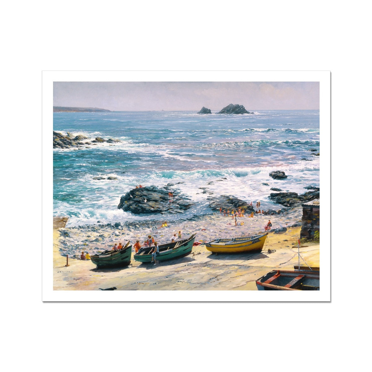 Ted Dyer Museum Quality Open Edition Cornish Art Print. &#39;Fishing Boats at Priest&#39;s Cove&#39;. Cornwall Art Gallery