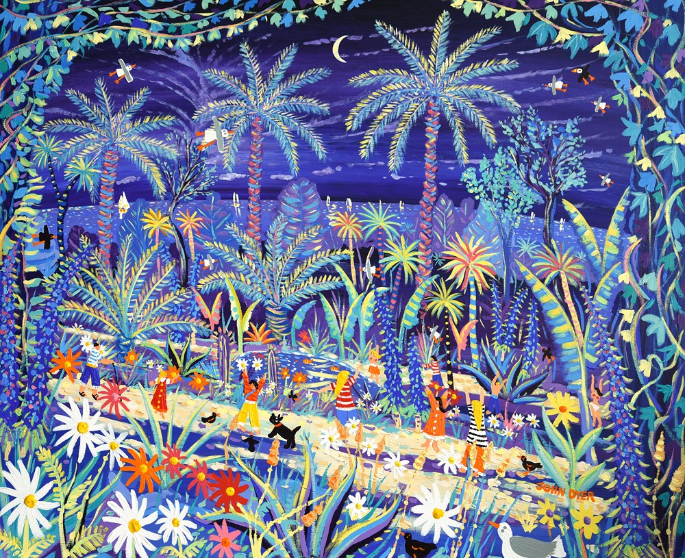 Original Painting by John Dyer. Glowing with Colour, Tresco Abbey Gardens