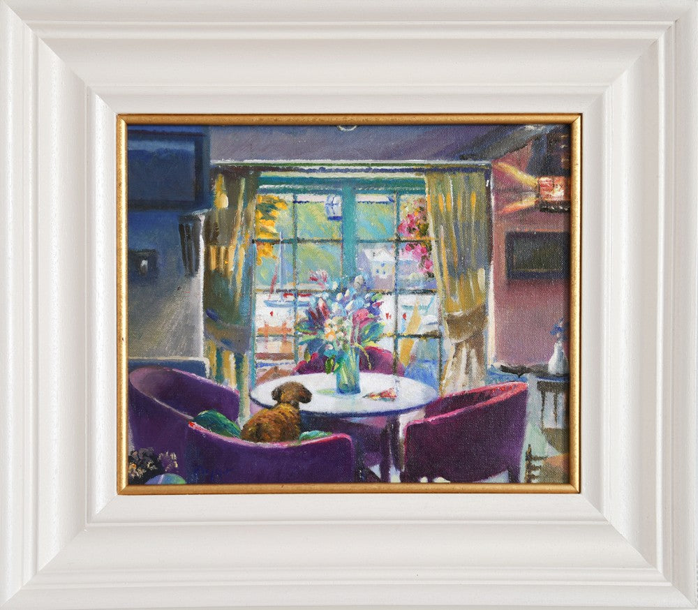 Original Painting by Ted Dyer. Looks good enough for a Walk. Ferry Boat Inn. Helford Passage.