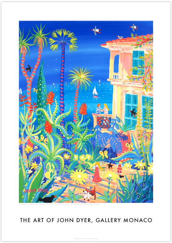 John Dyer Art Poster Print. Gallery Monaco Range. Chasing Butterflies, Menton Garden. Côte d&#39;Azur, France