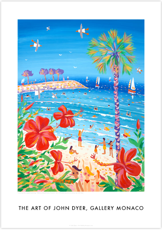 John Dyer Wall Art Poster Print. Hibiscus Beach Party, Menton. French Art Gallery