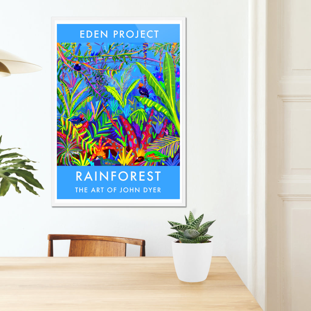 Vintage Style Rainforest Travel Poster Art Print by John Dyer. Roul Roul Birds, Rainforest Biome, Eden Project Garden