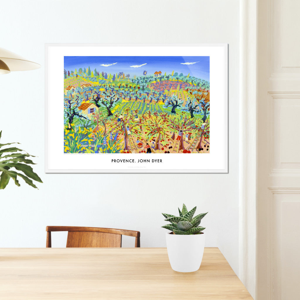 French Wall Art Poster Print. Cherry Pickers, Nyons, Provence by Artist John Dyer. French Art Gallery