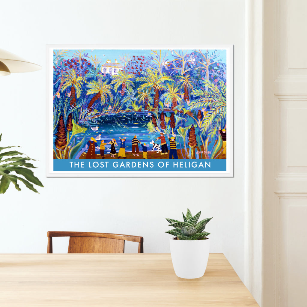 Vintage Style Travel Art Poster Print. The Lost Gardens of Heligan Jungle Garden Cornwall by Cornish Artist John Dyer