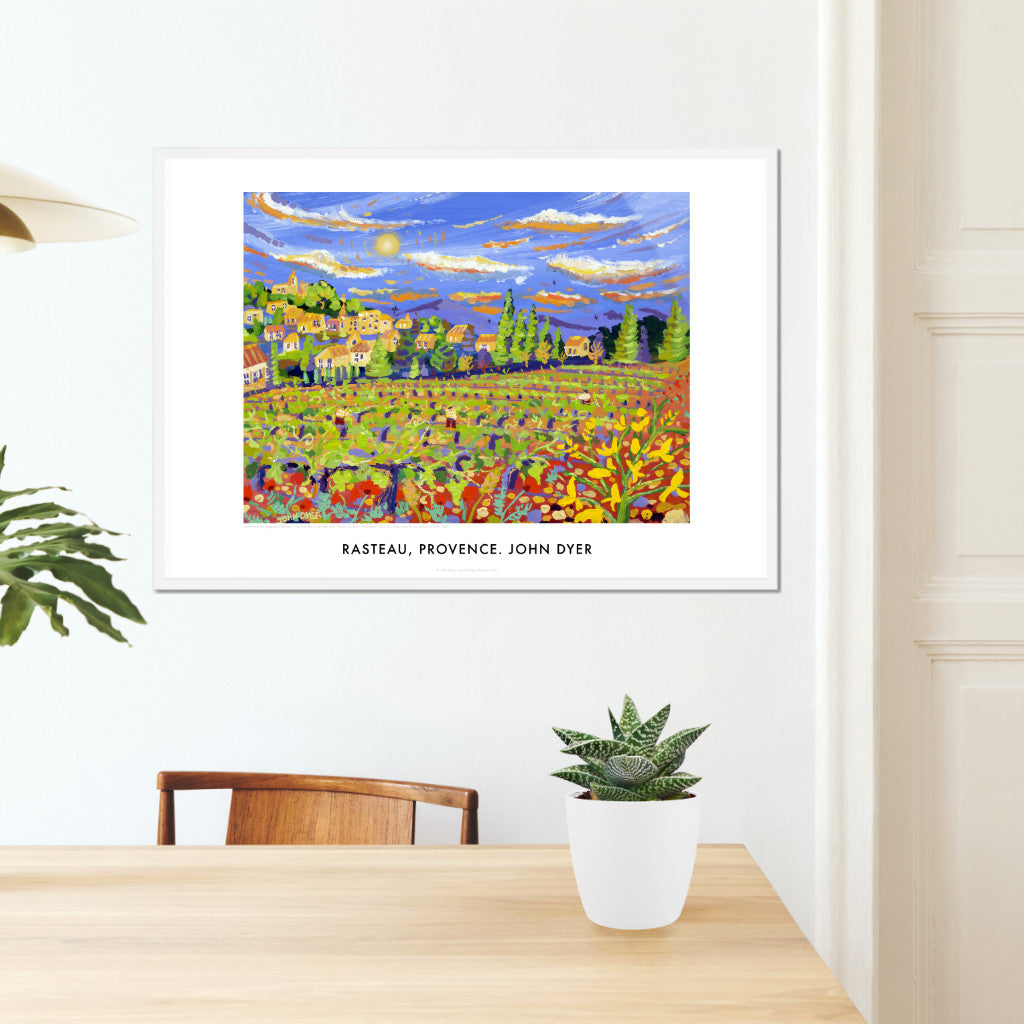 French Wall Art Poster Print of the Vineyard at Rasteau by John Dyer. France Art Gallery