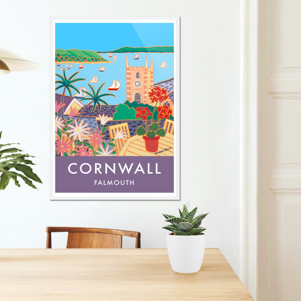 Falmouth Art Prints of Cornwall by Cornish Artist Joanne Short. Cornwall Art Gallery, Vintage Style Posters.