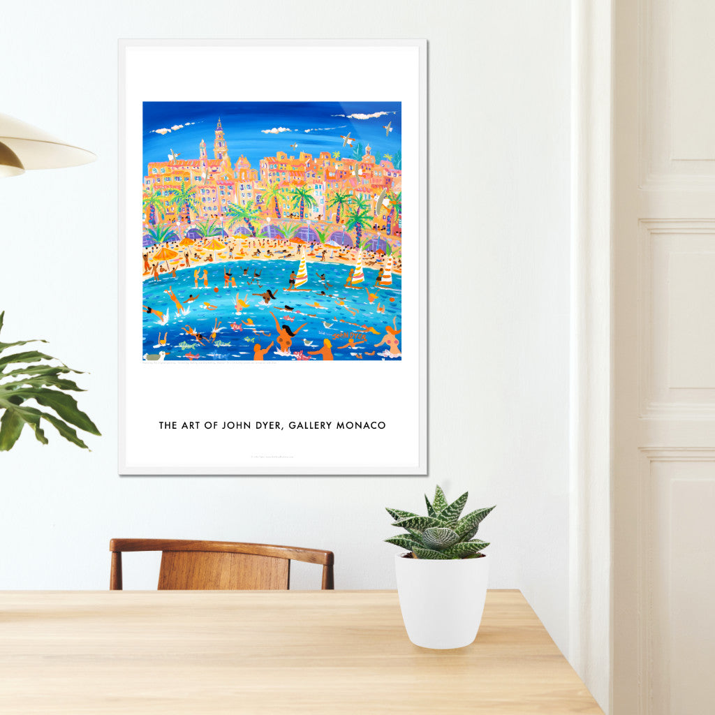John Dyer French Wall Art Poster Print. Swimming, Sailing and Snorkelling, Menton, France