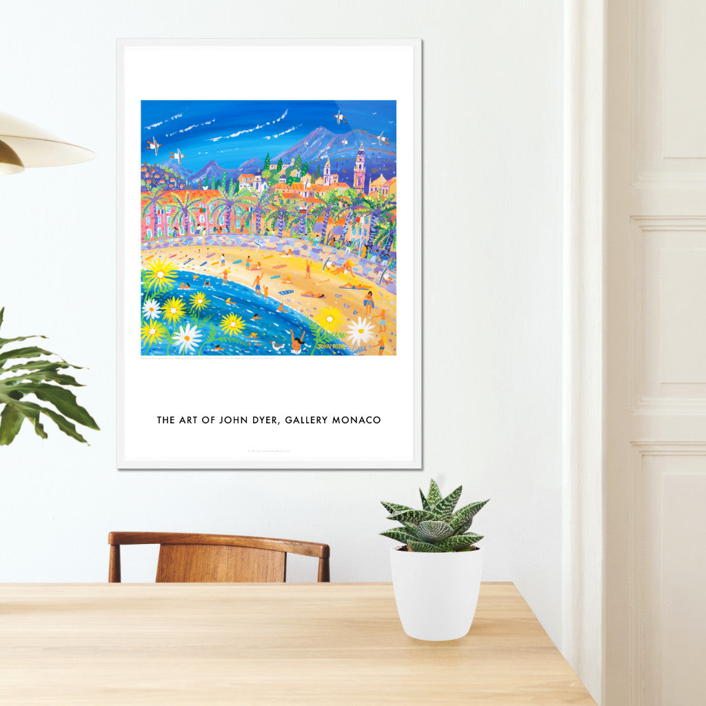 John Dyer Art Poster Print. Gallery Monaco Range. Bathing Babes and Summer Flowers, Menton, France