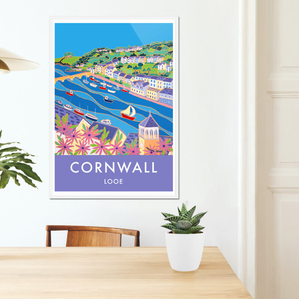 Looe Art Prints of Cornwall by Cornish Artist Joanne Short. Cornwall Art Gallery, Vintage Style Posters.