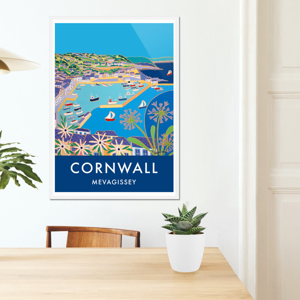 Mevagissey Art Prints of Cornwall by Cornish Artist Joanne Short. Cornwall Art Gallery, Vintage Style Posters.