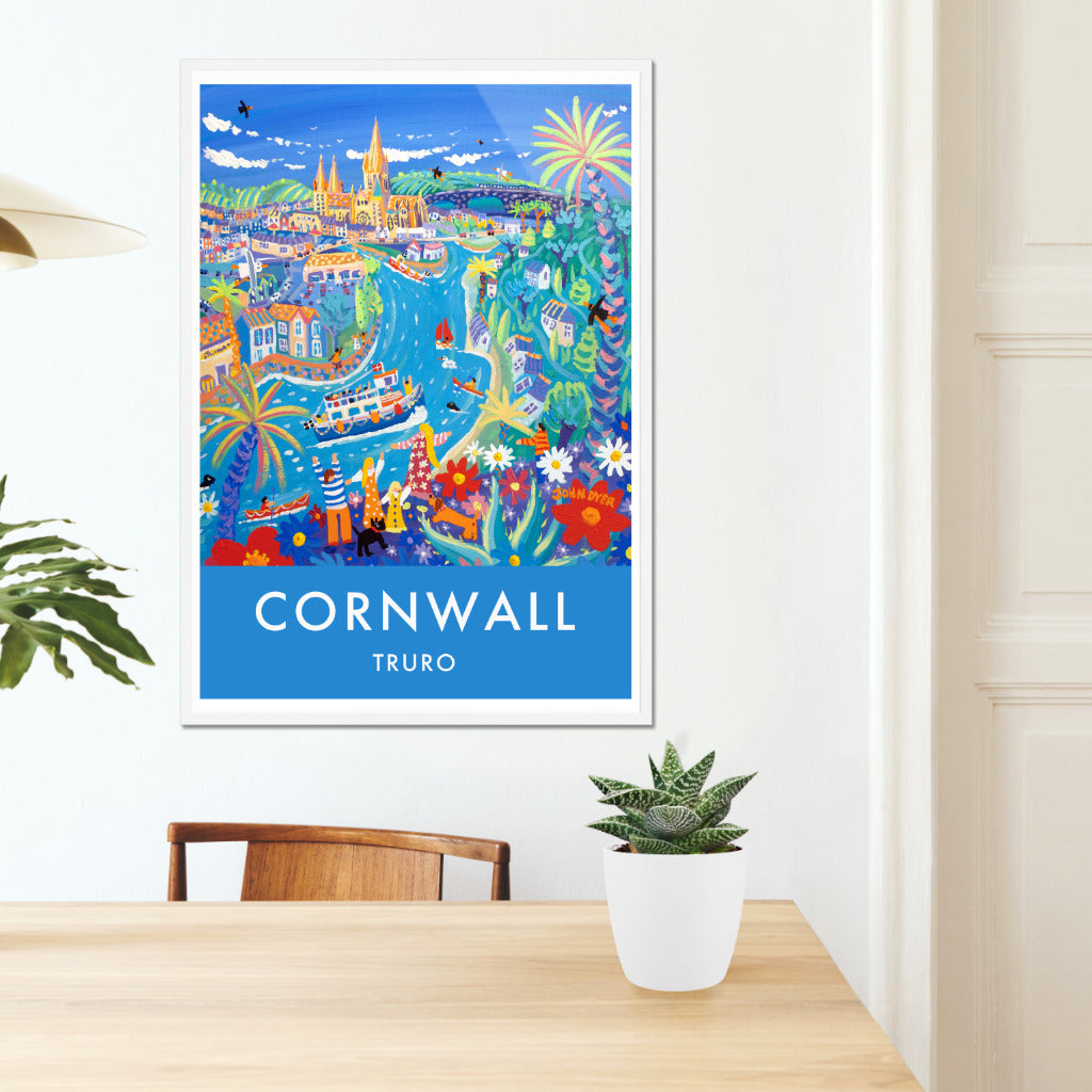 Truro Art Print by Cornish Artist John Dyer. Cornwall Art Gallery, Vintage Style Poster Prints of Cornwall.