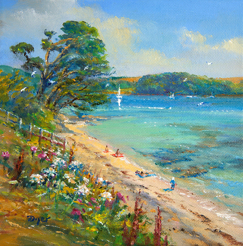 Original Painting by Ted Dyer. Summers Beach. St Mawes