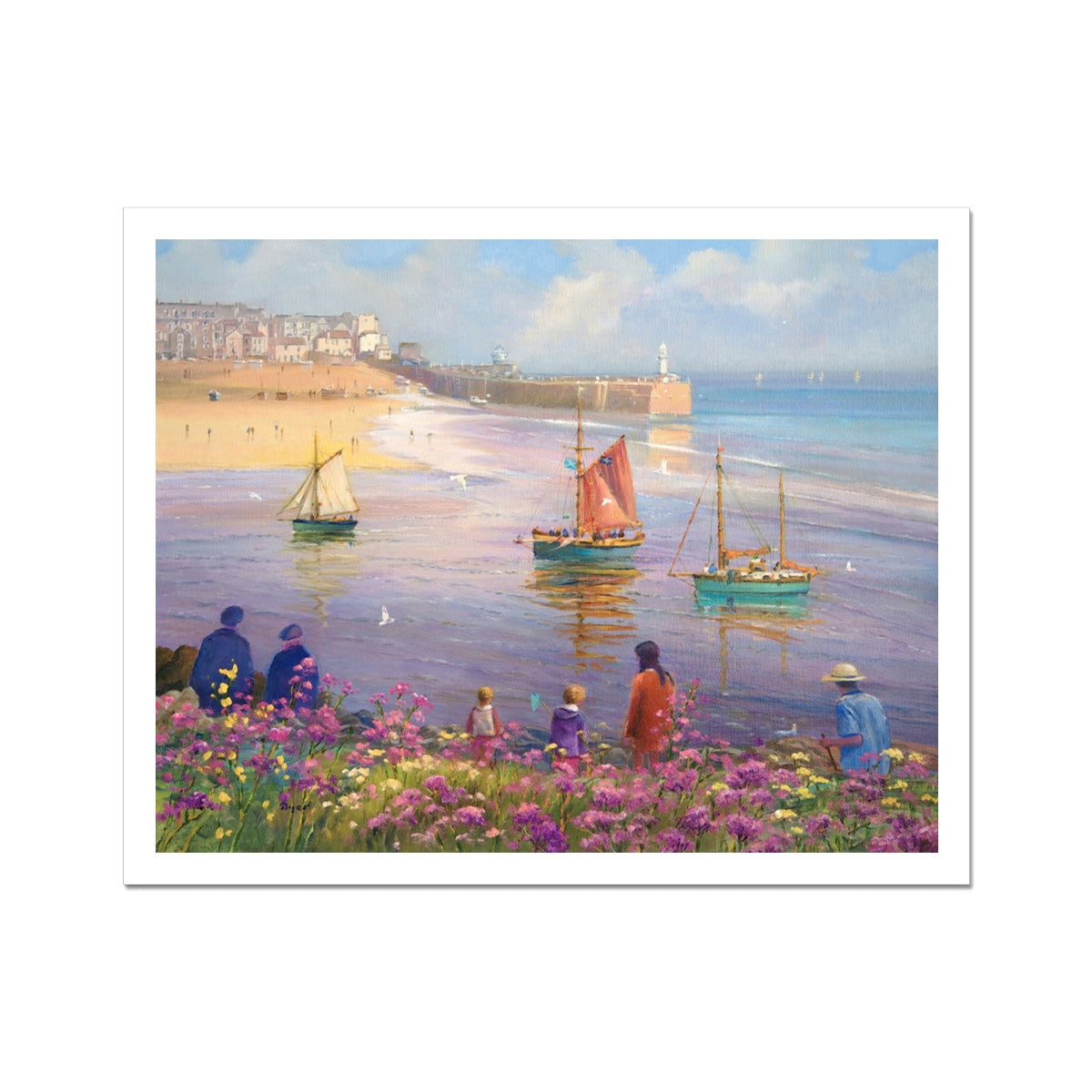 Ted Dyer Fine Art Print. Open Edition Cornish Art Print. &#39;Soft Light and Summer Flowers. St Ives&#39;. Cornwall Art Gallery