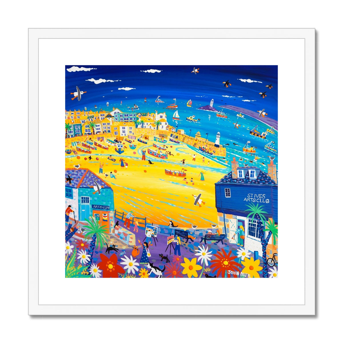 John Dyer Framed Open Edition Cornish Art Print. 'Arty St Ives'. Cornwall Art Gallery