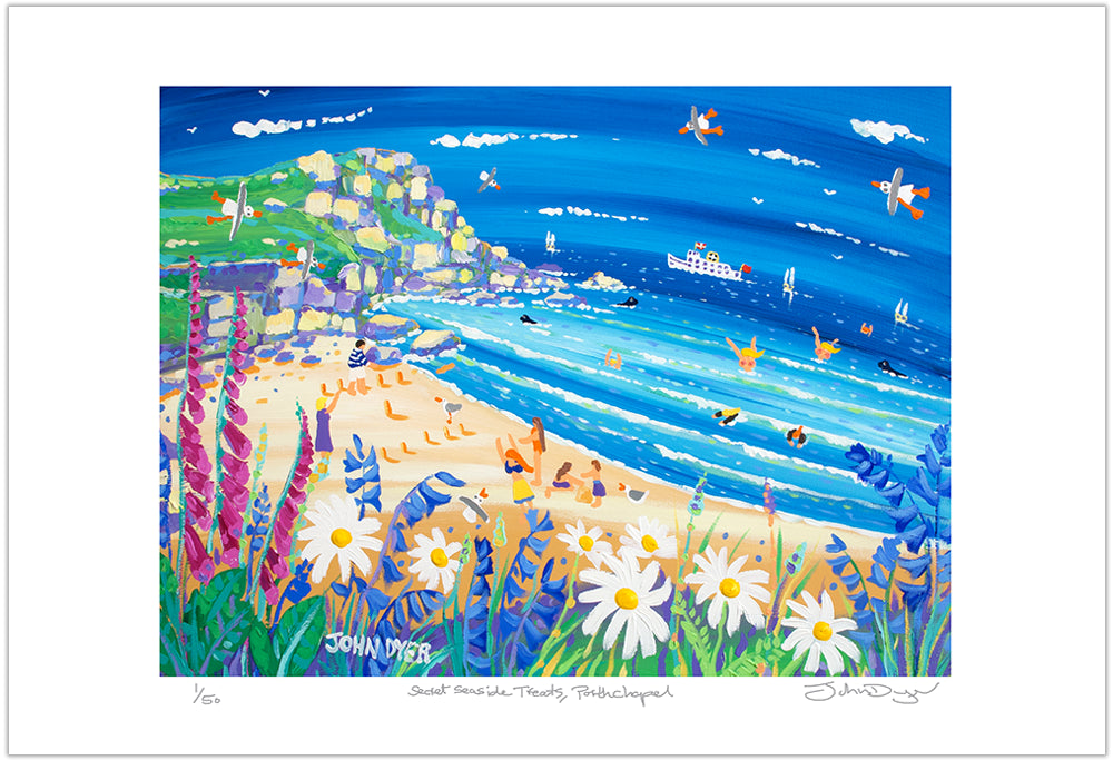 Secret Seaside Treats, Porthchapel. Signed Limited Edition print by Artist John Dyer