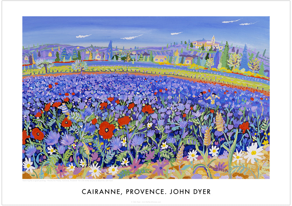 French Wall Art Poster of Cairanne, Provence, by John Dyer. French Art Gallery