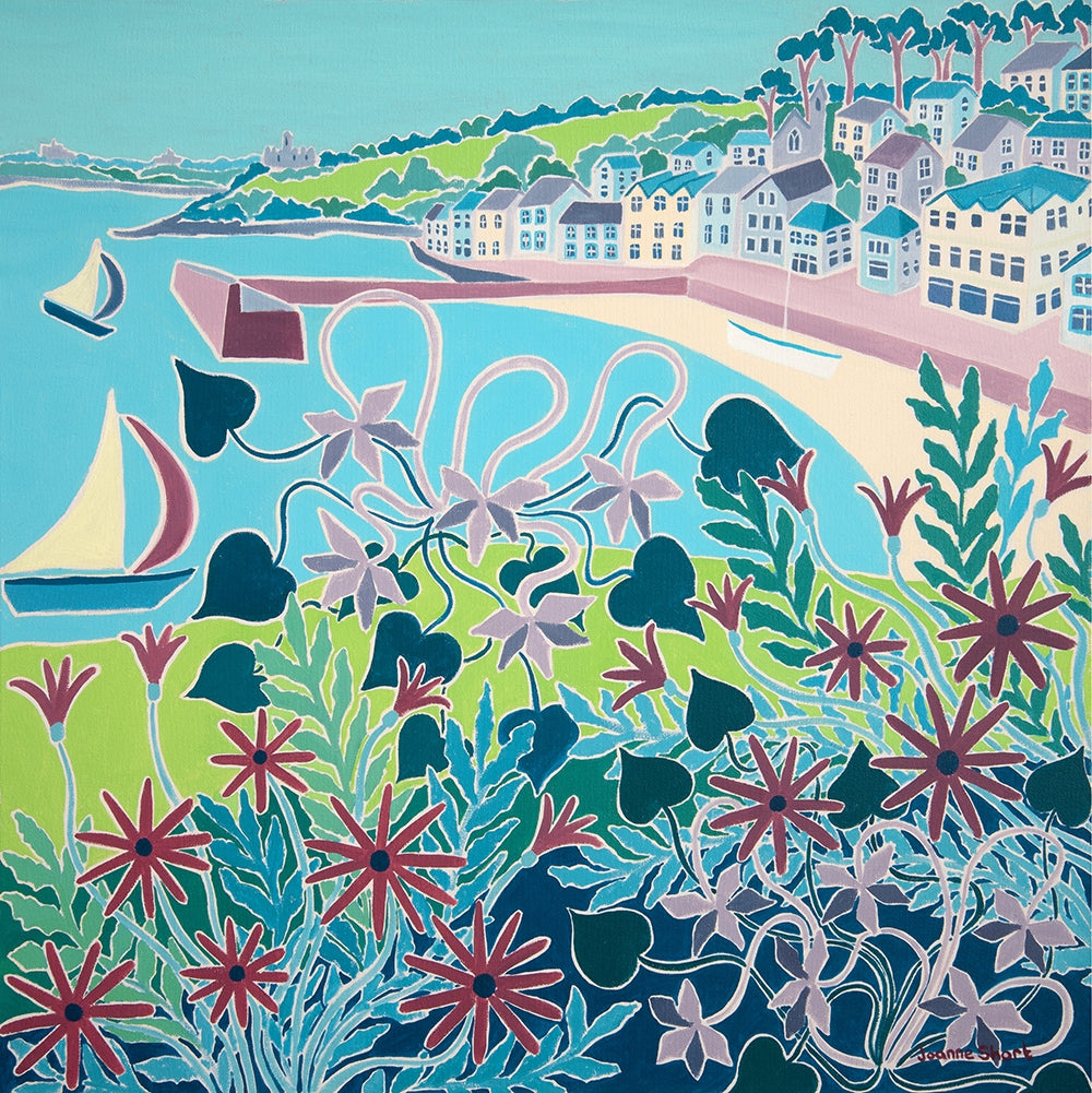 Original Painting by Joanne Short. Daisies and Violets, St Mawes