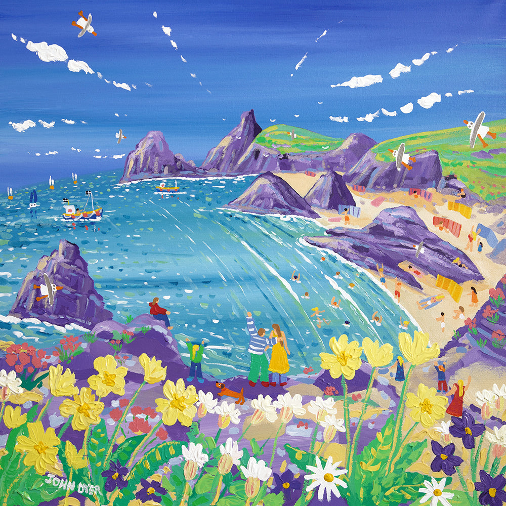 John Dyer Painting. Wild Flowers and Sunshine, Kynance Cove