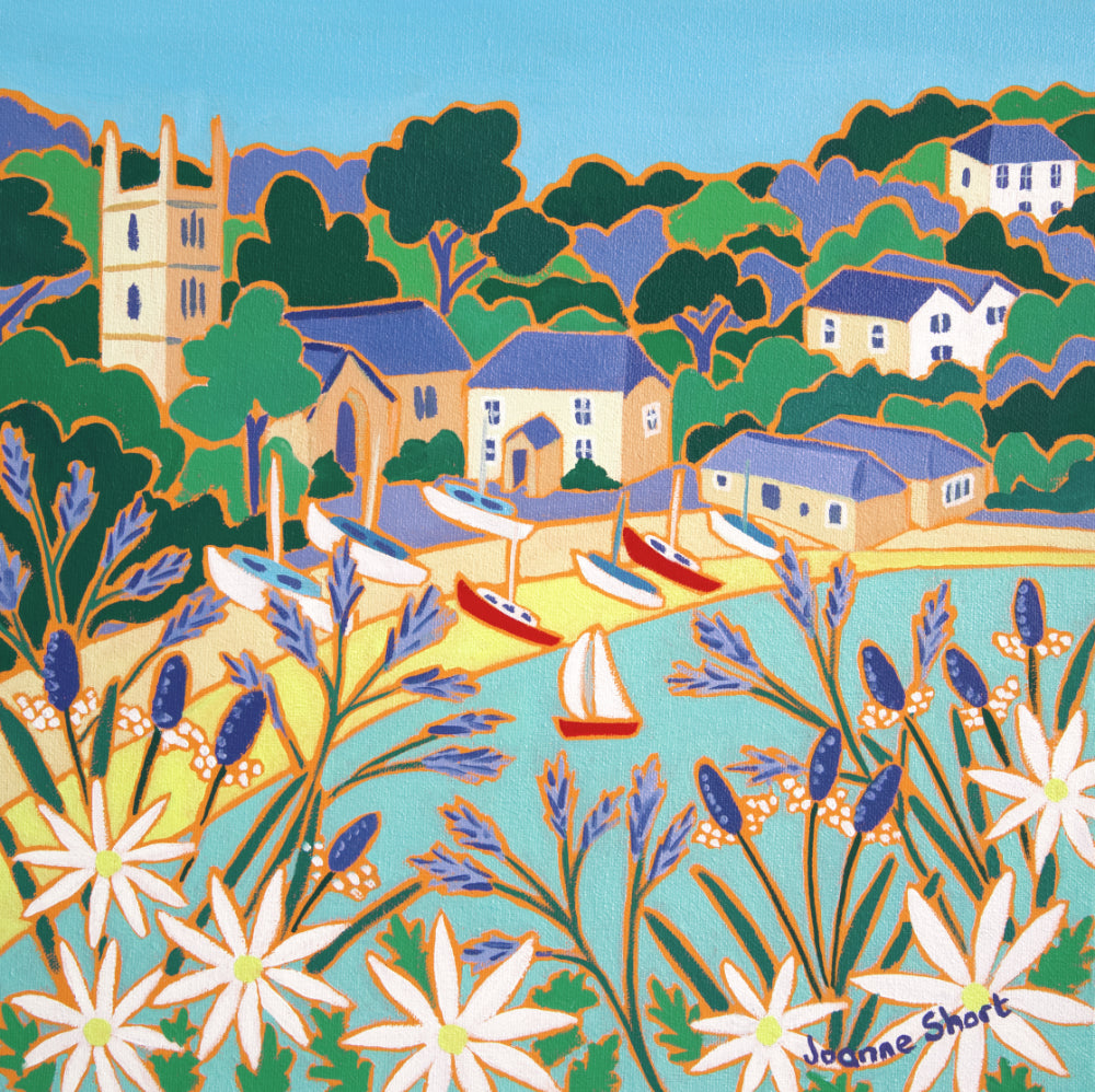 &#39;High Tide, St Anthony-in-Meneage&#39;. Helford River Limited Edition Print by Cornish Artist Joanne Short. Cornwall Art Gallery Print