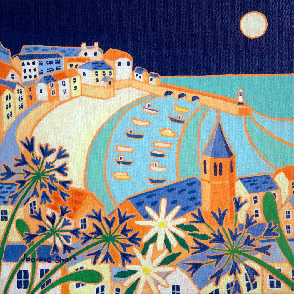Original Painting by Joanne Short. Harvest Moon, St Ives