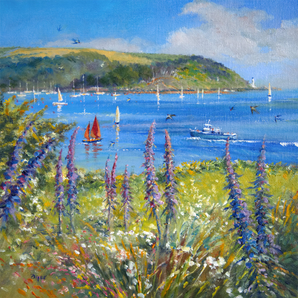 Ted Dyer painting. Echium Blues, St Mawes