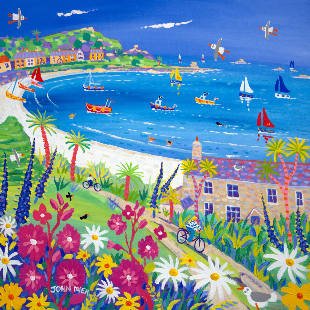 John Dyer Painting. Cycling Home, Tresco, Old Grimsby