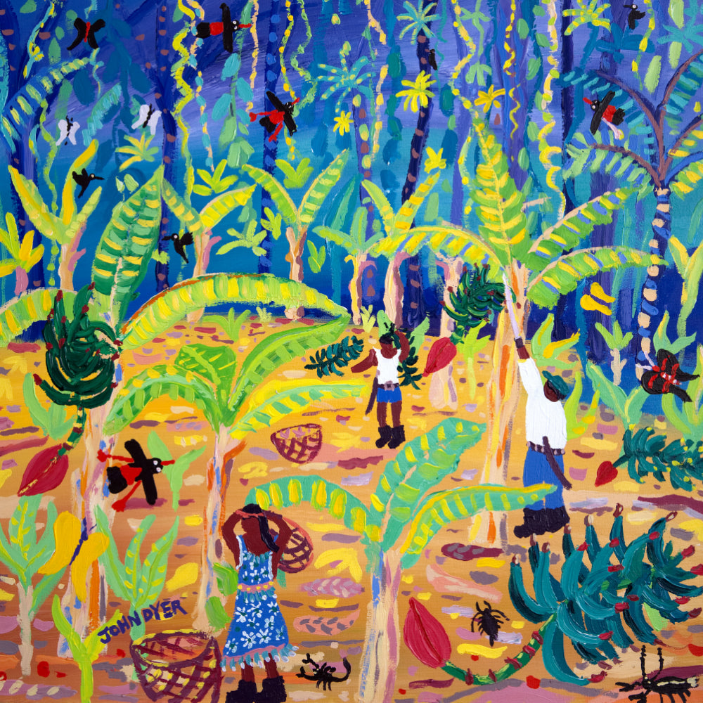 John Dyer Painting. &#39;Rainforest Banana Bonanza, Costa Rica&#39;. Caribbean Art Gallery.