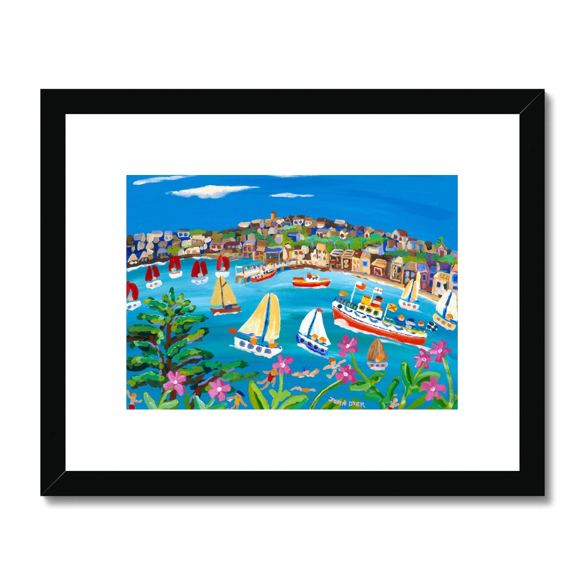 John Dyer Framed Open Edition Cornish Fine Art Print. 'Campion Days, Flushing'. Cornwall Art Gallery