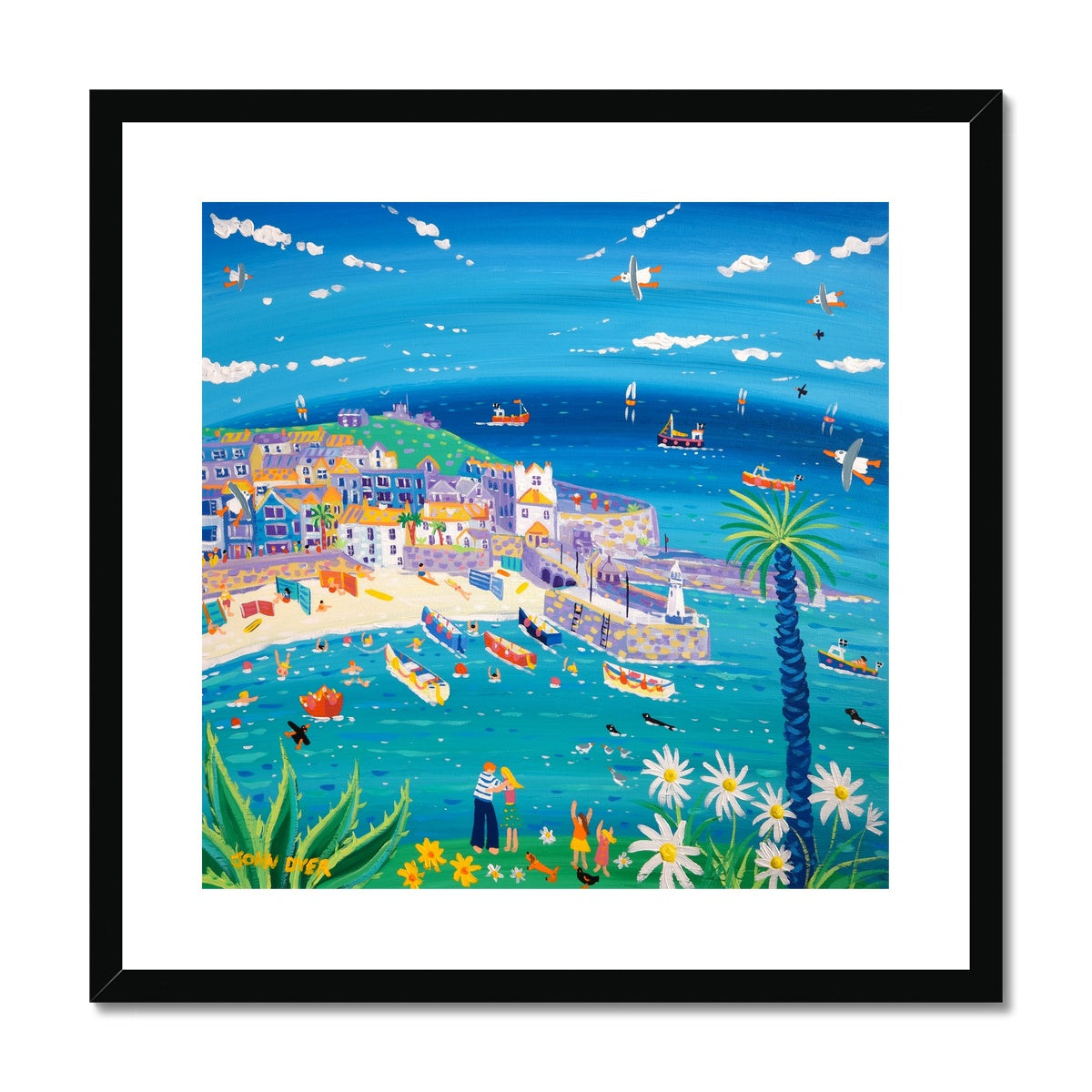 John Dyer Framed Open Edition Cornish Art Print. 'View across St Ives'. Cornwall Art Gallery
