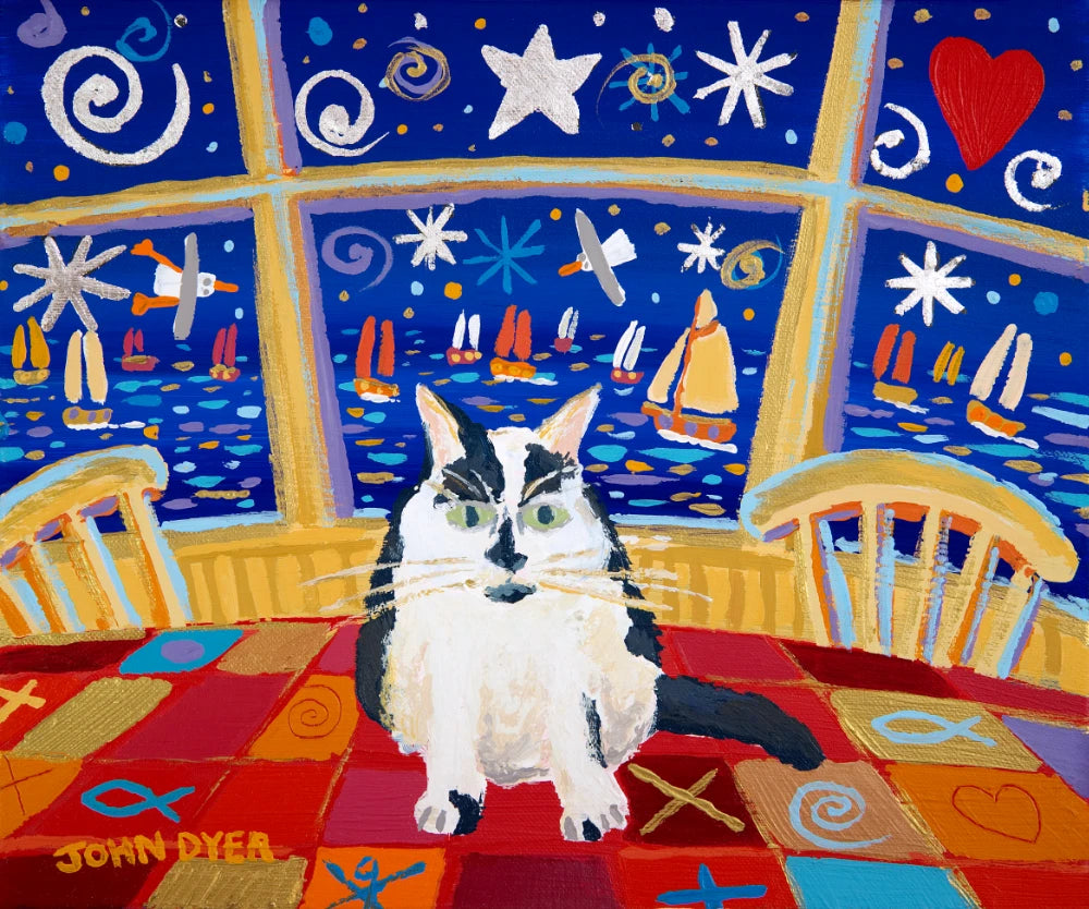 Cat John Rockson Limited Edition Cat Print. 'Jess Cat'. By Cornish artist John Dyer. Co ...