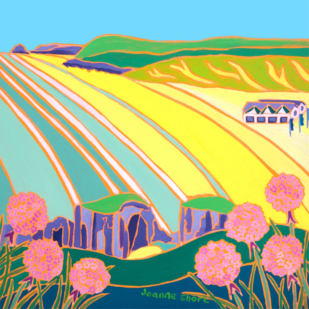 Original Painting by Joanne Short. Sea Pinks at Perranporth Beach