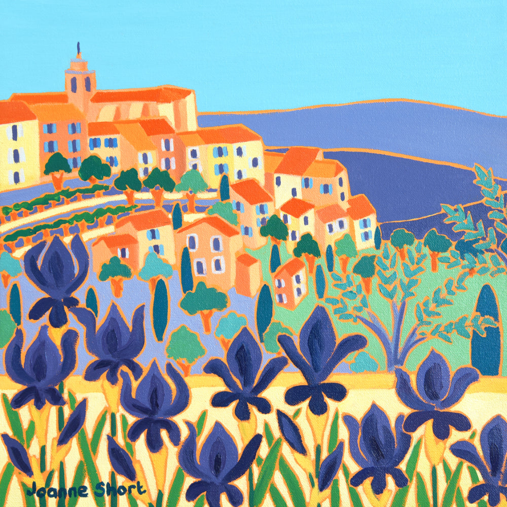 Limited Edition French Print by Artist Joanne Short. &#39;Purple Iris, Gordes, Provence&#39;.