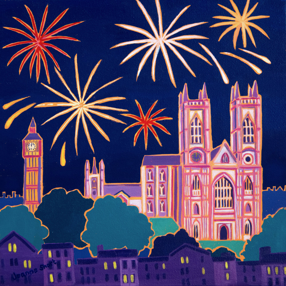 Original Painting by Joanne Short. New Year Celebrations, Westminster Abbey, London