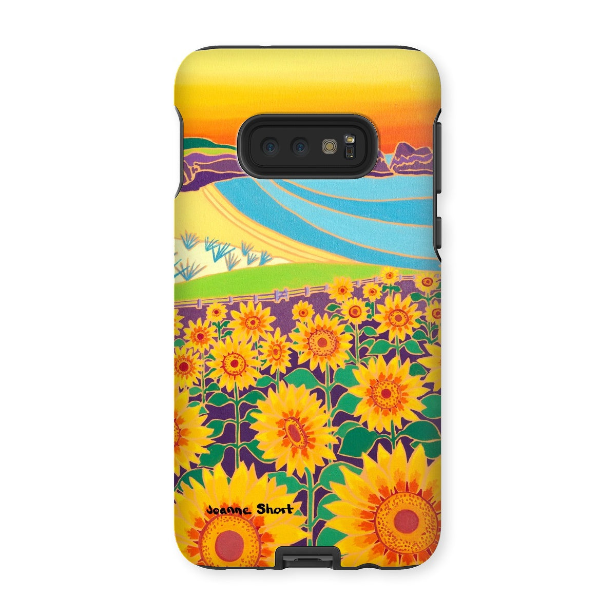Tough Art Phone Case. Sunflowers, Holywell Bay Sunset. Artist Joanne Short. Cornwall Art Gallery