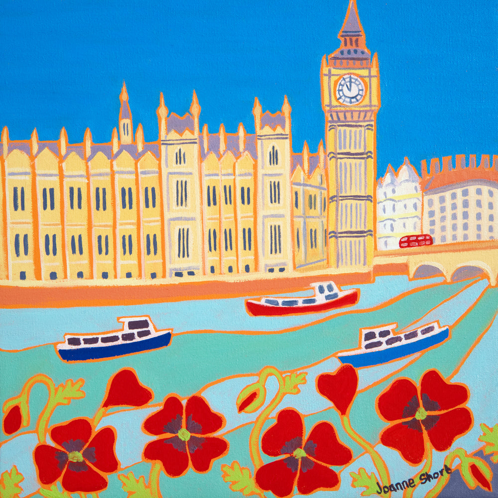 Original Painting by Joanne Short. Cruising past Big Ben, London