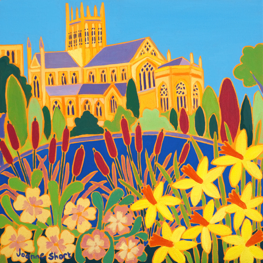 Painting by Joanne Short. Wells Cathedral from the Bishop’s Palace Gardens