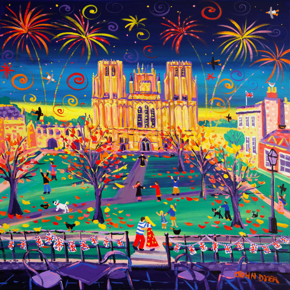 John Dyer Painting. Cathedral Cuddle, Wells, Somerset