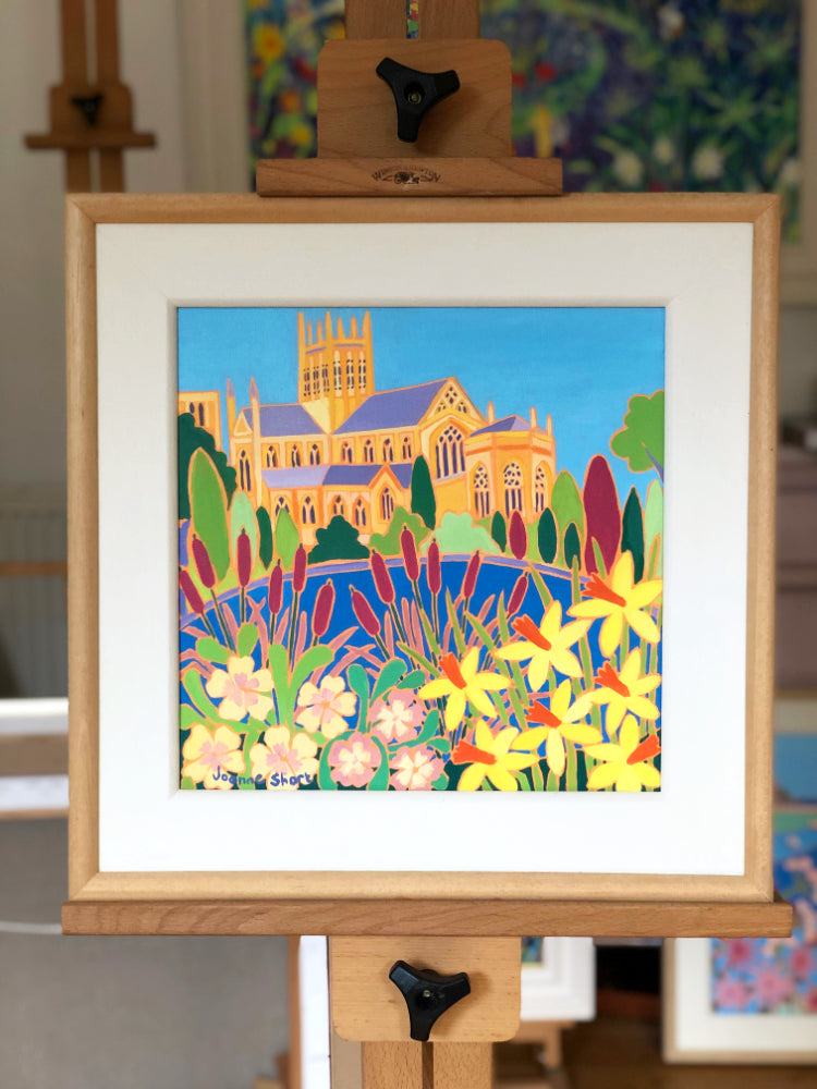 Painting by Joanne Short. Wells Cathedral from the Bishop’s Palace Gardens. Somerset Art Gallery.