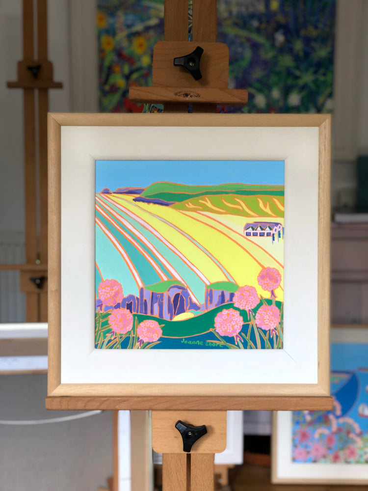 Original Painting by Joanne Short. Sea Pinks at Perranporth Beach