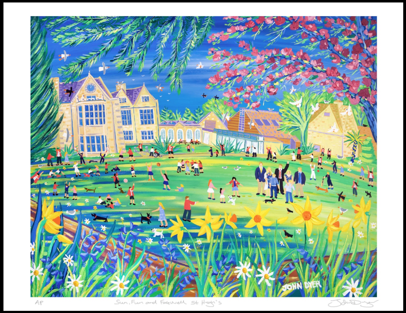 Signed Artist Print by John Dyer. Sun, Fun and Farewell St Hugh’s School
