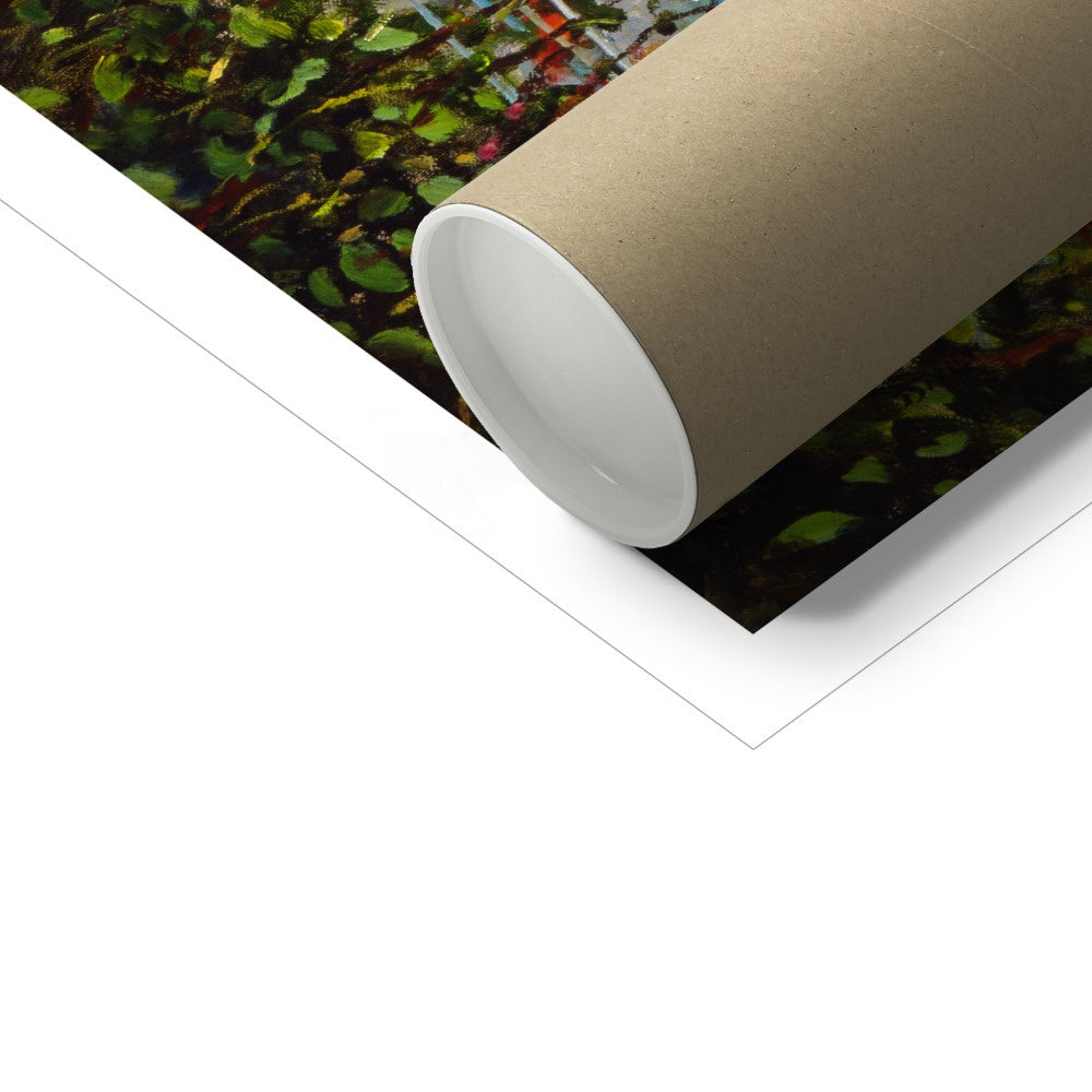 Ted Dyer Fine Art Print. Open Edition Cornish Art Print. 'Wild Flowers and Blue Watres, St Mawes'. Cornwall Art Gallery