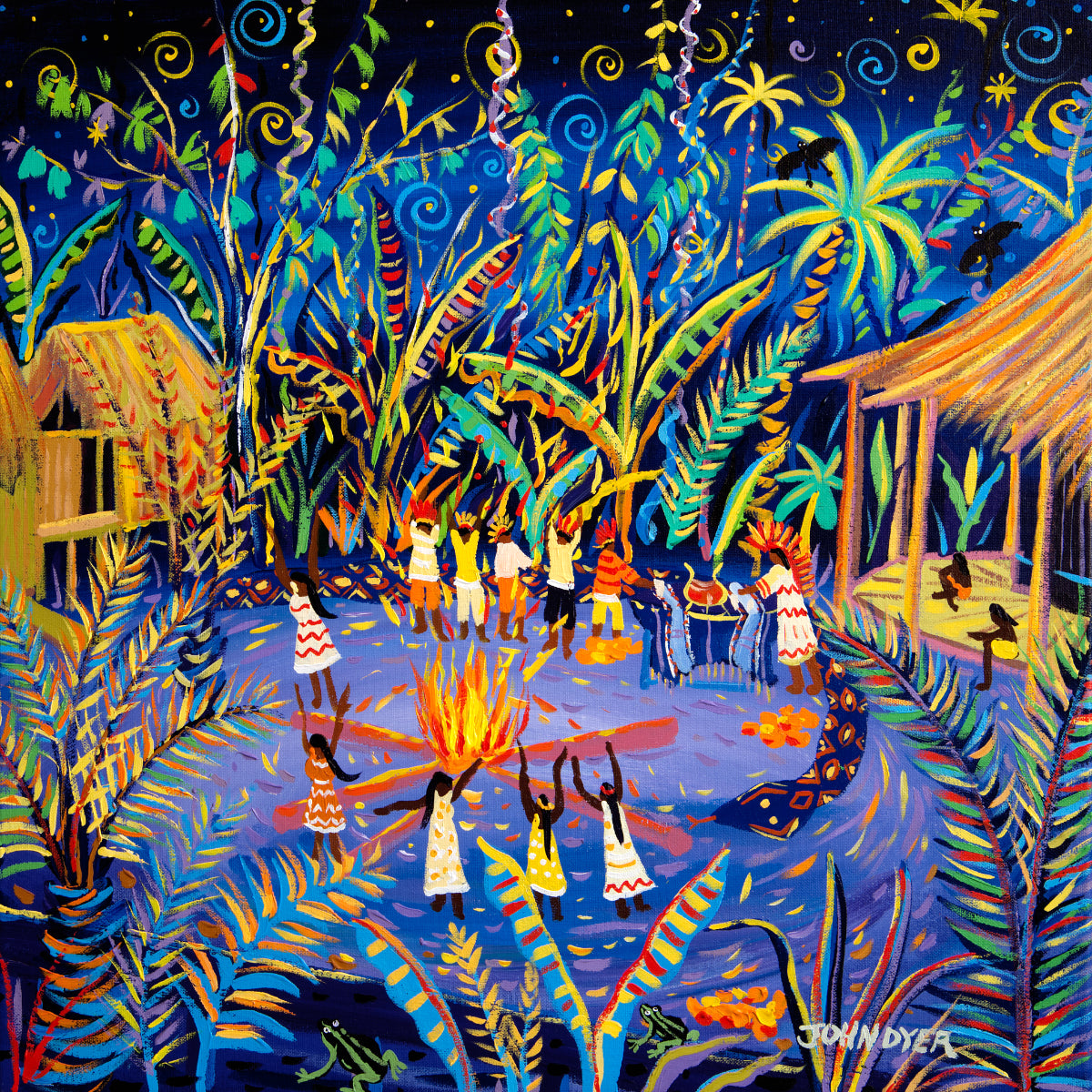 John Dyer Painting. Yawanawá Tribal Ayahuasca Ceremony, Amazon Rainforest